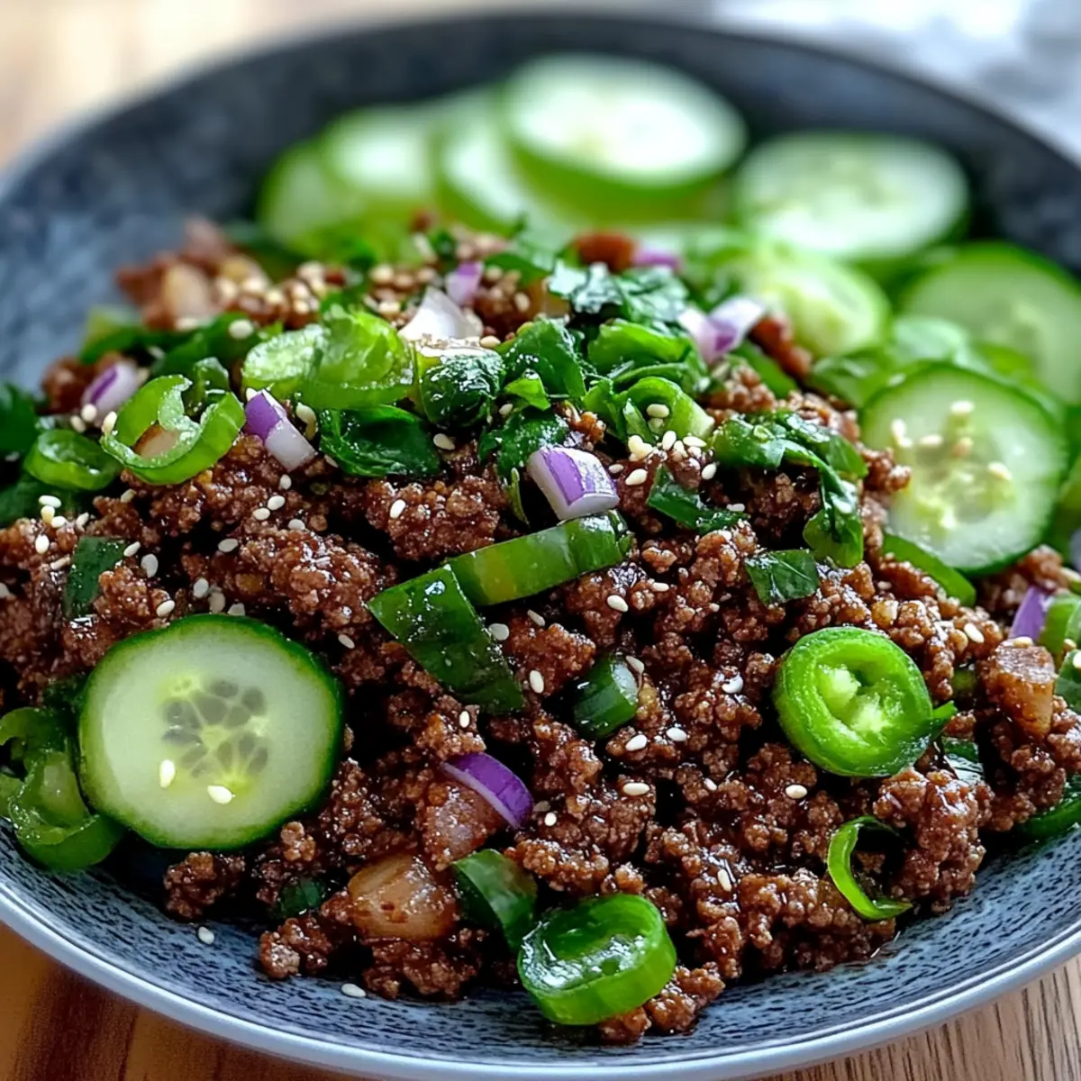 Ground Beef with Cucumber Salad