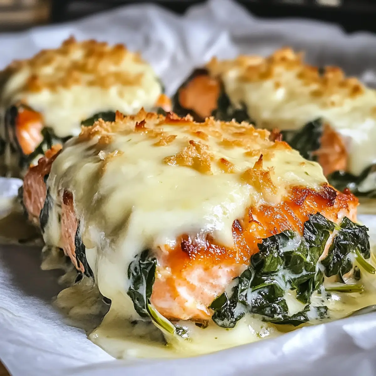 Baked Salmon with Spinach