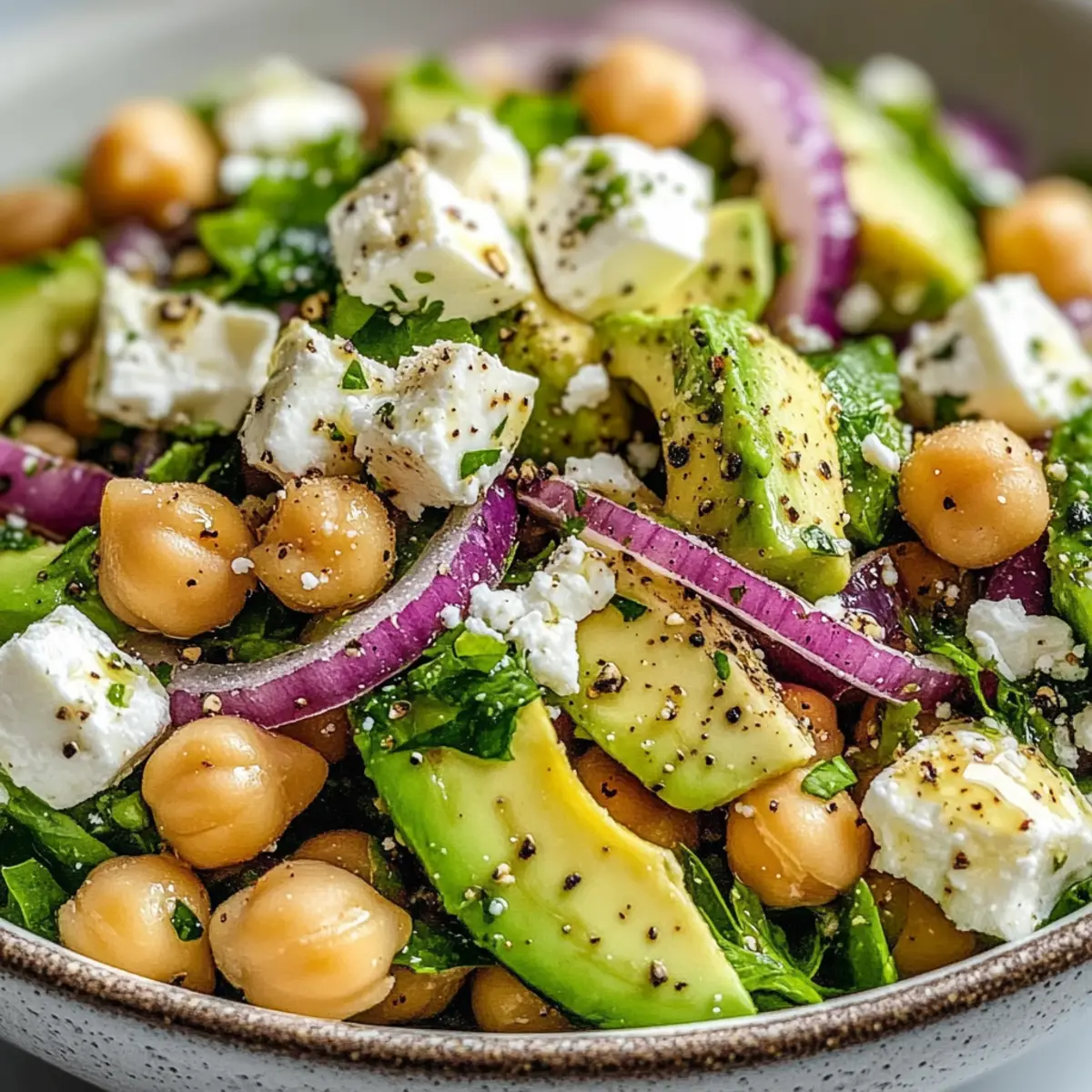 Chickpea Feta Avocado Salad
