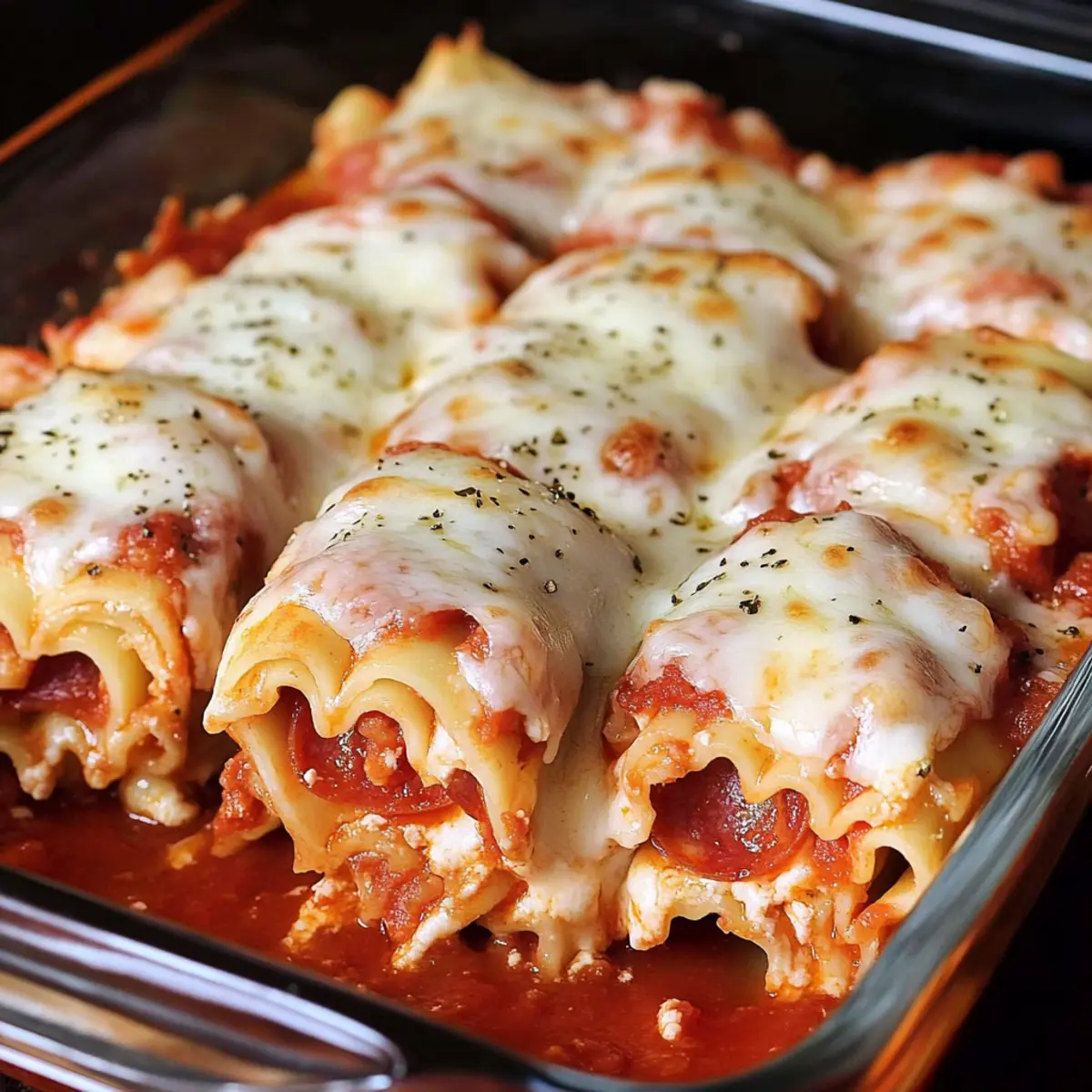 Pepperoni Pizza Lasagna Roll Ups