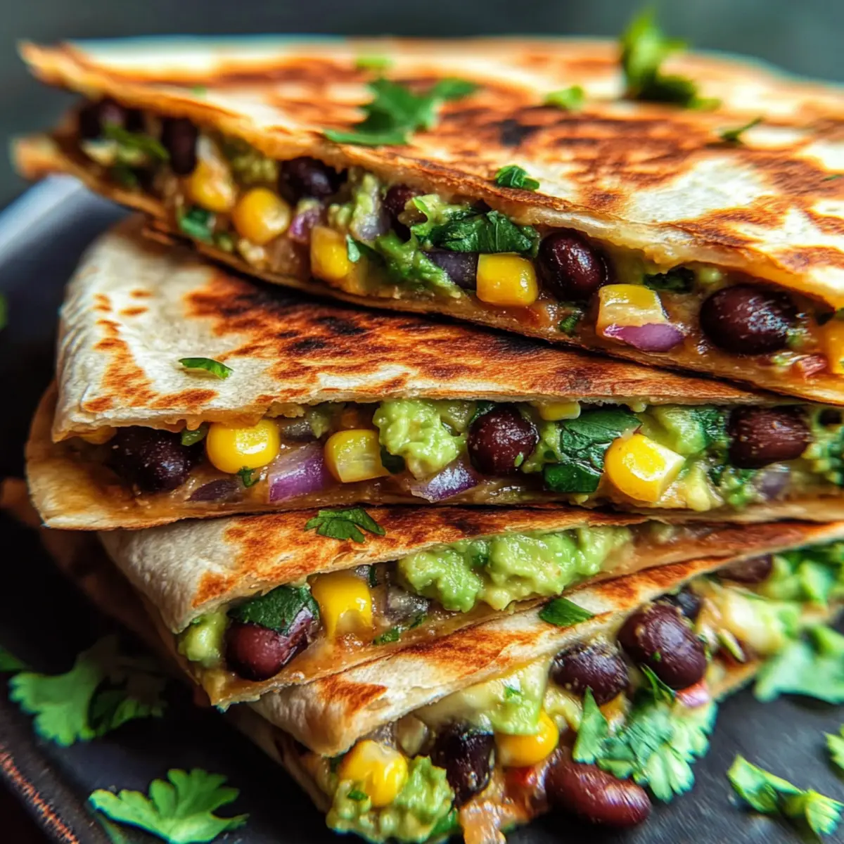 Vegan Quesadillas with Black Beans and Avocado