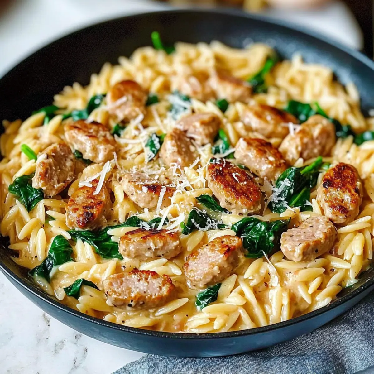 Creamy Chicken Sausage Orzo