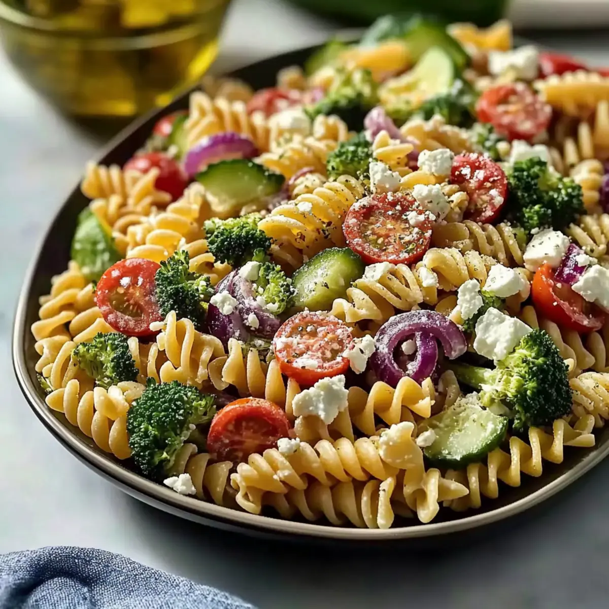 Healthy High Protein Pasta Salad No Mayo