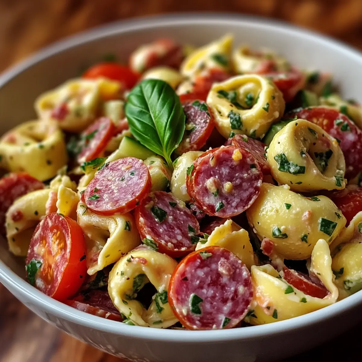 Salami-Mozzarella Tortellini Pasta Salad