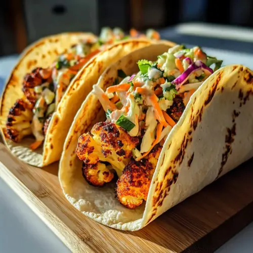 Roasted Cauliflower Tacos with Slaw