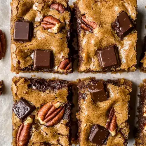 Brown Butter Bourbon Pecan Chocolate Chunk Blondies