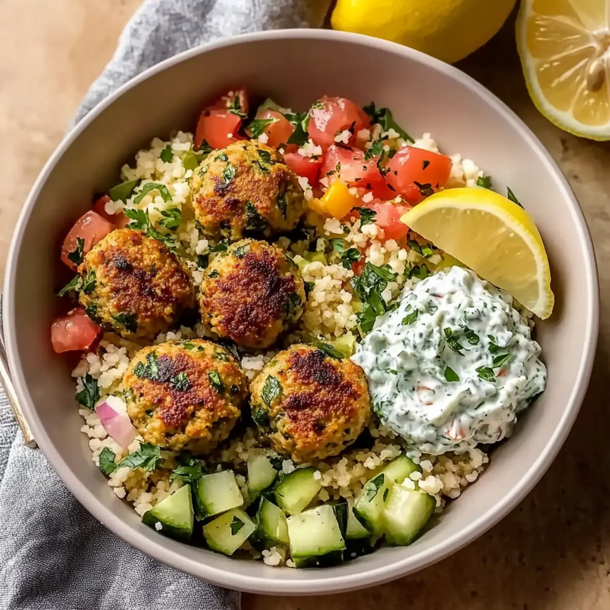 Turkey Mediterranean Meatballs Bowl