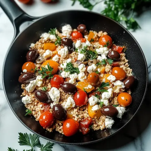 Mediterranean Keto Ground Chicken Skillet
