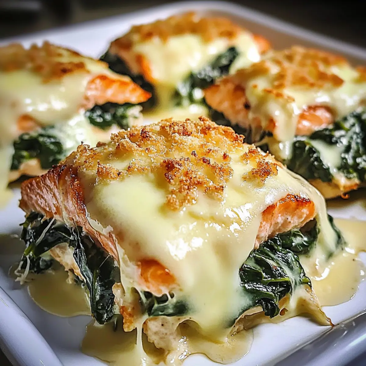 Baked Salmon with Spinach and Mozzarella