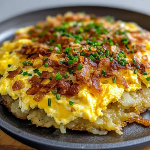 Loaded Hash Browns with Scrambled Eggs
