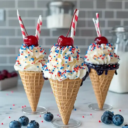 4th of July Cheesecake Ice Cream Cones