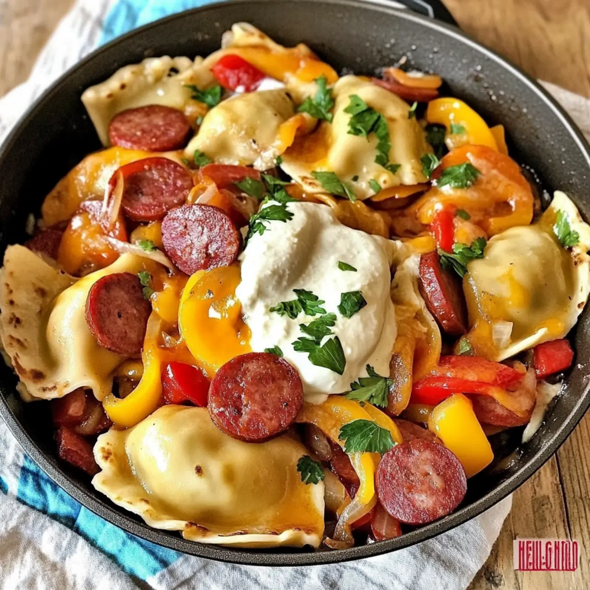 Pierogies and Kielbasa Skillet