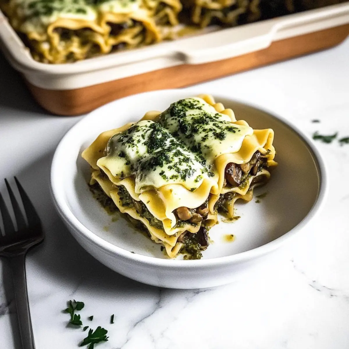 Vegan White Mushroom Lasagna Rolls