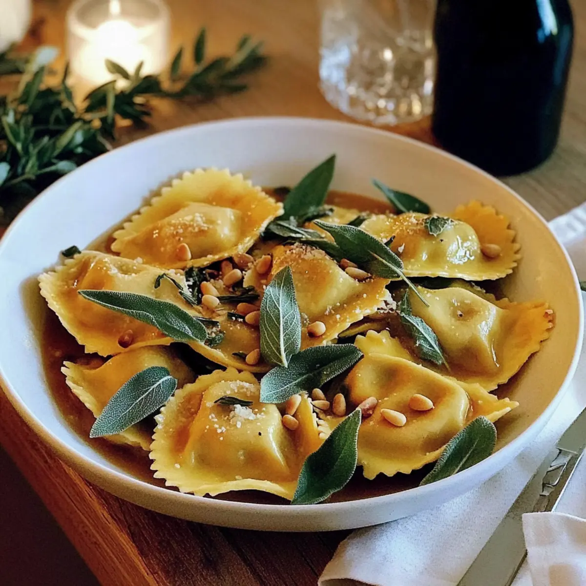 Pumpkin Ravioli With Sage & Brown Butter