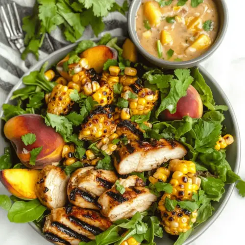 Summer Grilled Corn & Peach Salad with Chicken