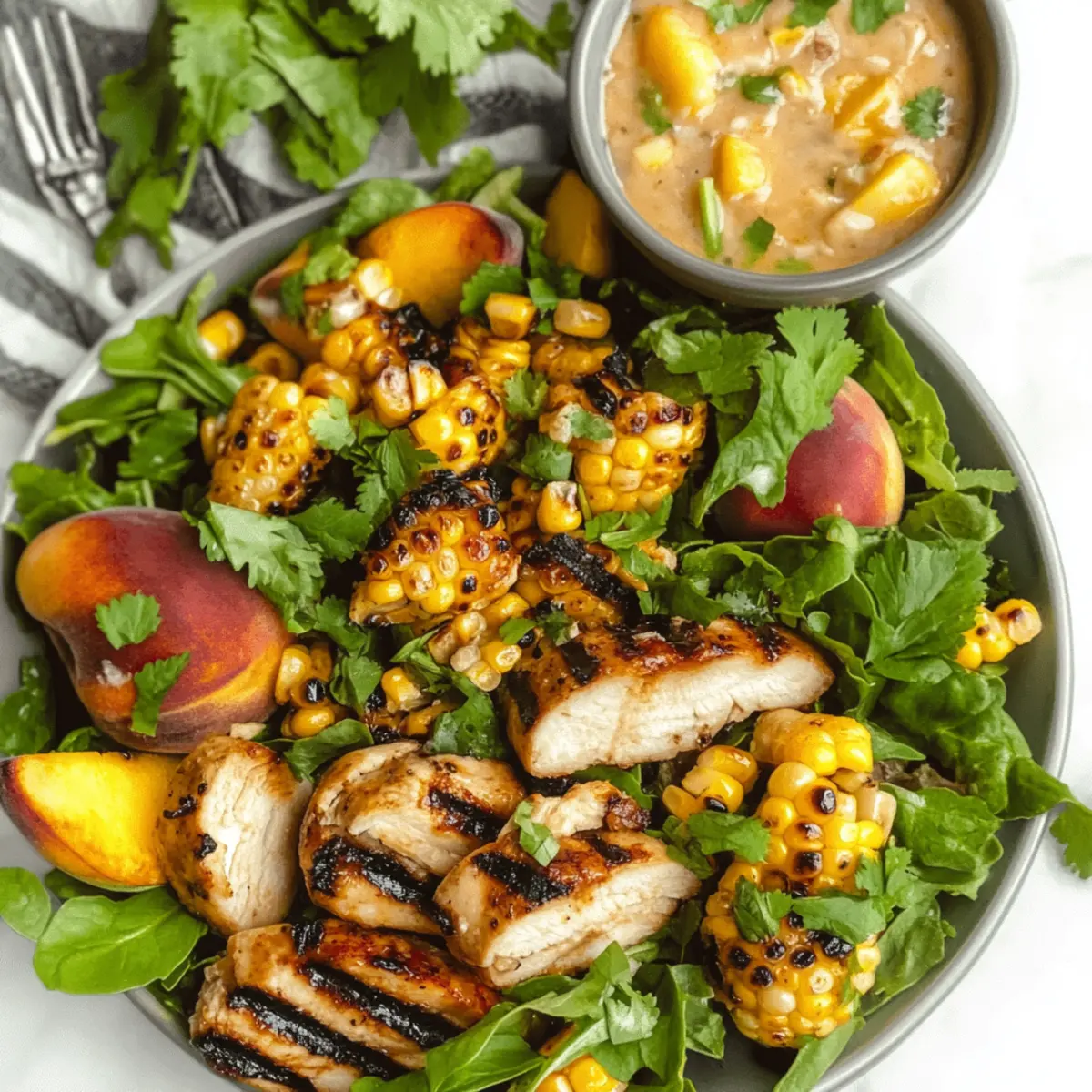 Summer Grilled Corn & Peach Salad with Chicken