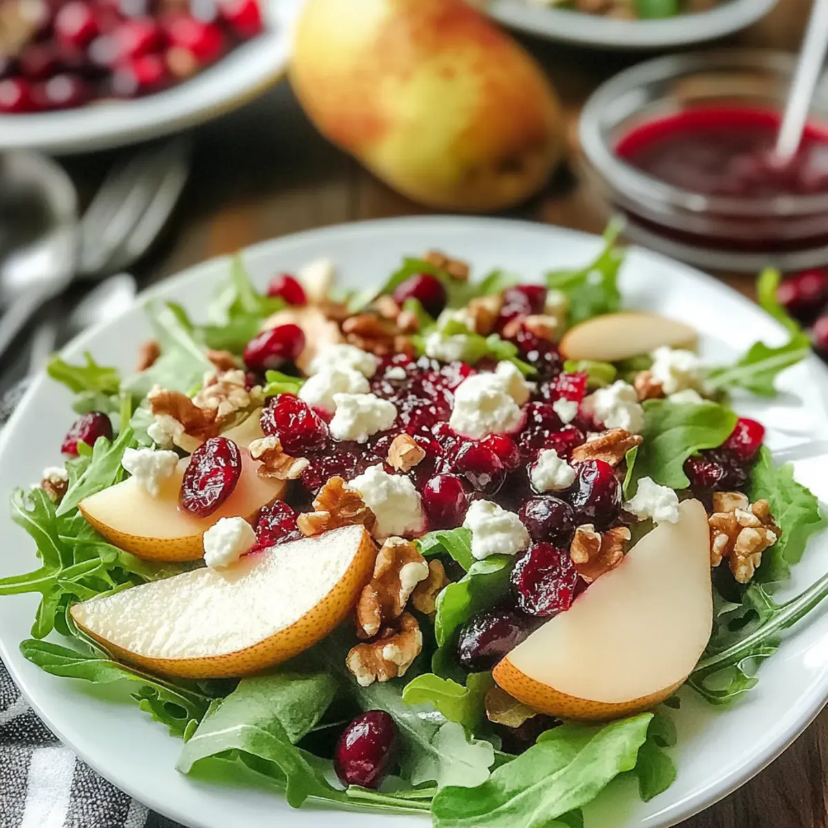 Fresh Fall Salad with Cranberry Vinaigrette and Pears