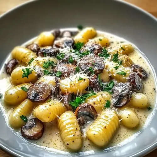 Mushroom Gnocchi with Parmesan Cream Sauce