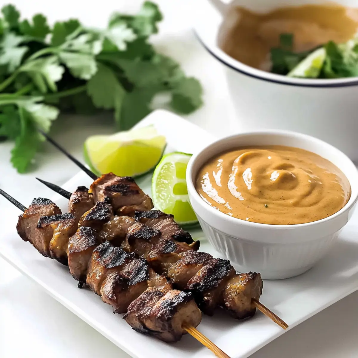 Grilled Pork Skewers with Peanut Sauce