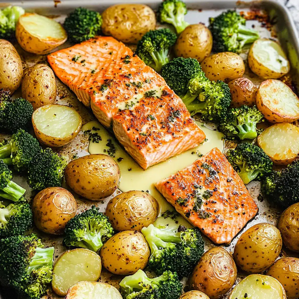 Sheet Pan Salmon Broccoli and Potatoes