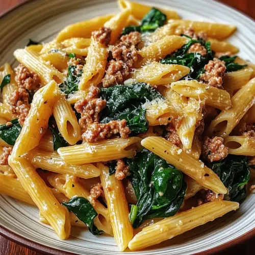 Creamy Ground Turkey Spinach Pasta