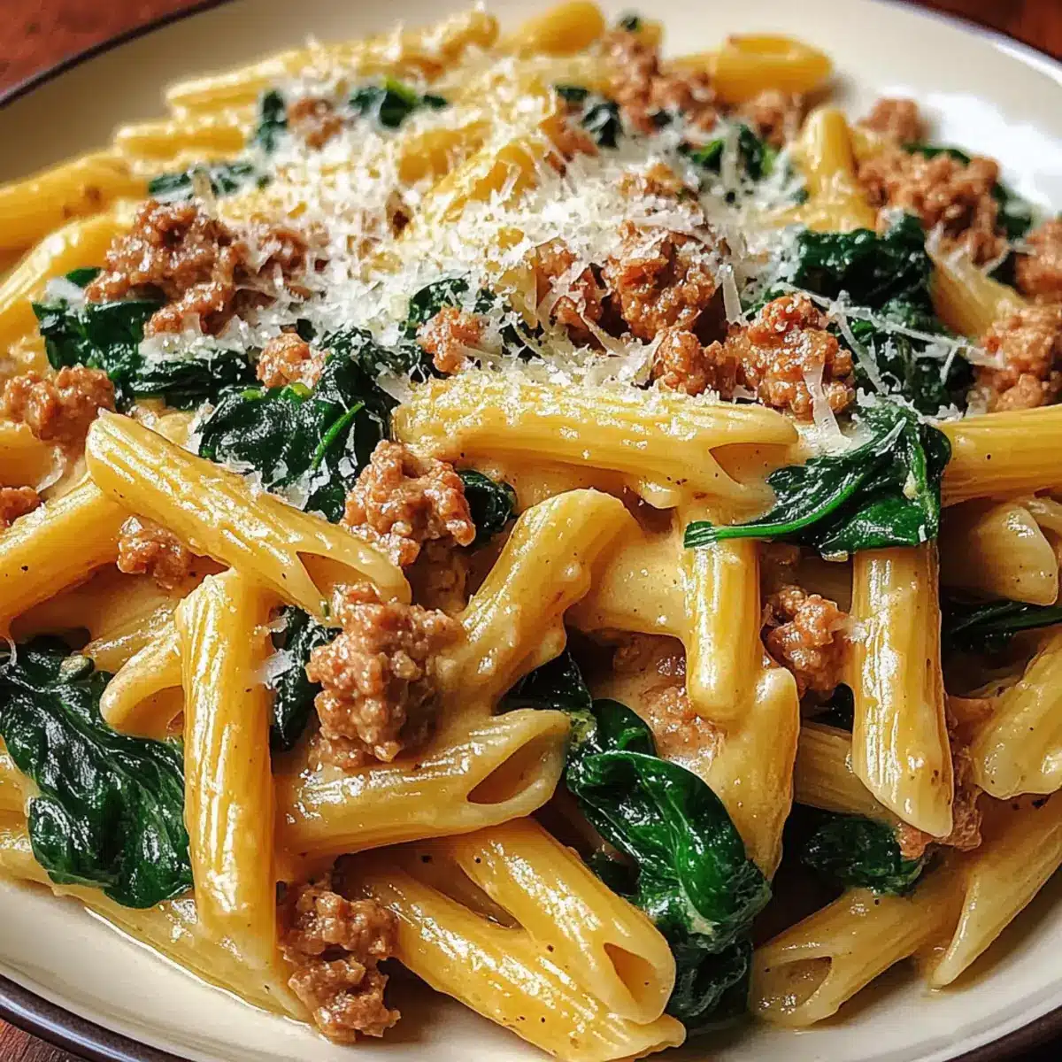 Creamy Ground Turkey Spinach Pasta
