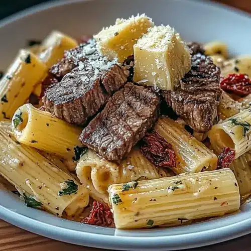 Garlic Butter Steak Tips Rigatoni