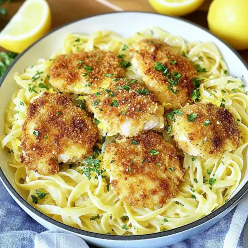 Romano Chicken with Lemon Garlic Pasta