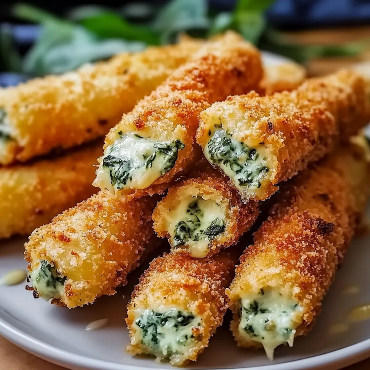 Crispy Spinach Dip Mozzarella Sticks