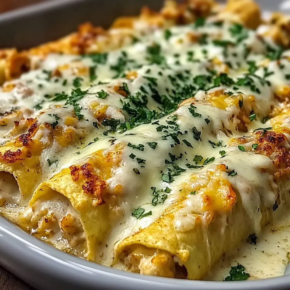 38g Protein Chicken Enchiladas with Creamy White Sauce