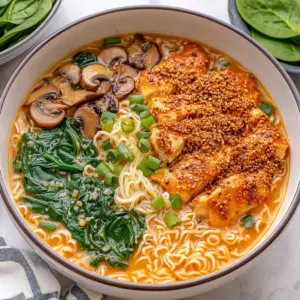 Creamy Garlic Buffalo Chicken Ramen