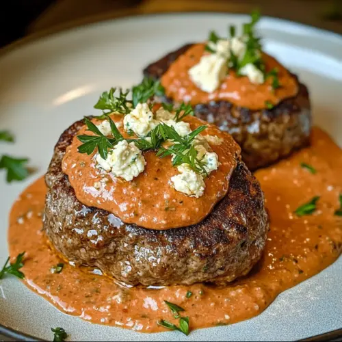 Keto Feta Burgers With Tomato Cream Sauce