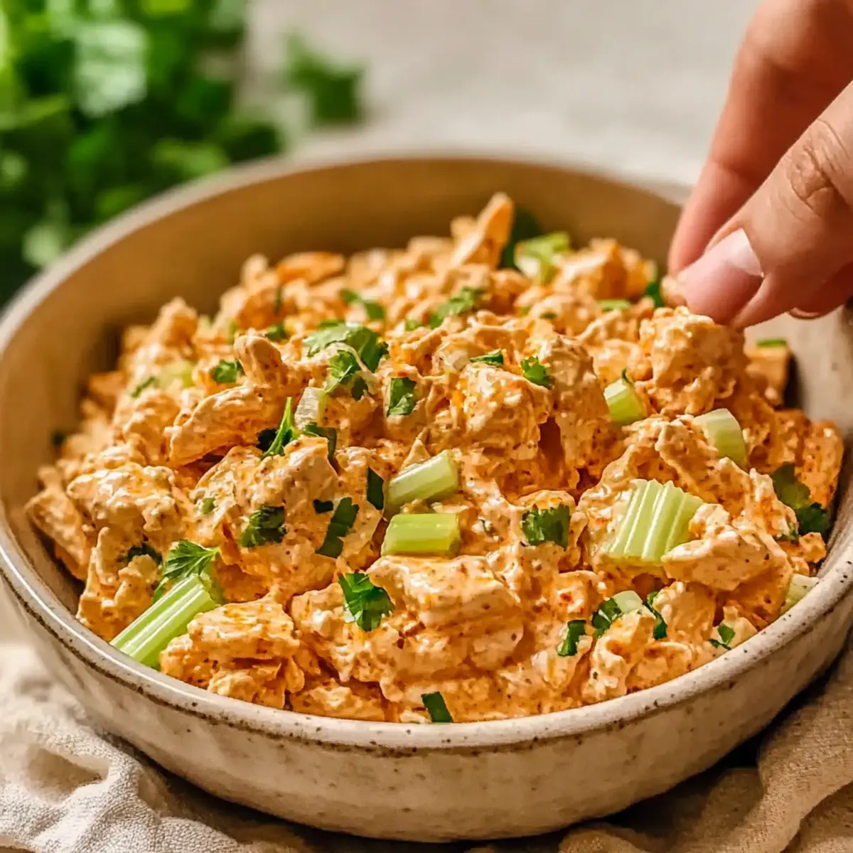 High Protein Buffalo Chicken Salad With Cottage Cheese