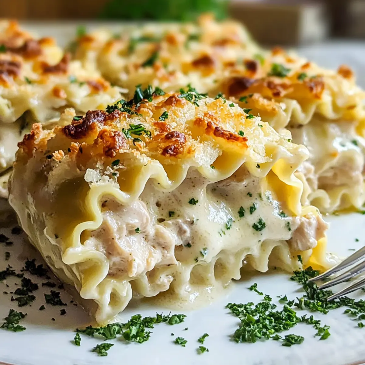 Chicken Alfredo Lasagna Rolls