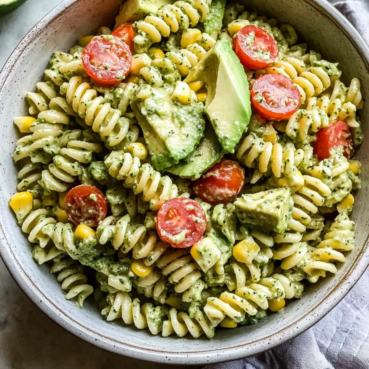 Creamy Cilantro Lime Pasta Salad with Avocado and Sweet Corn