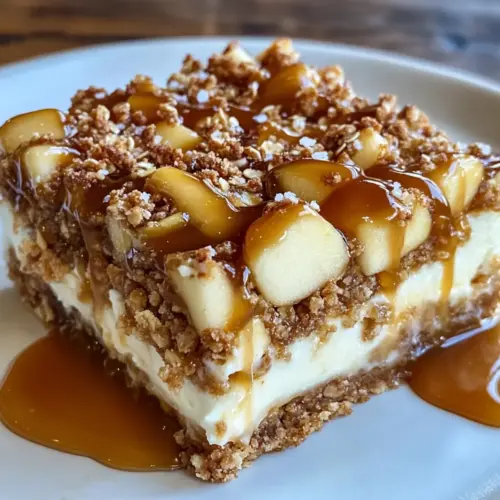 Salted Caramel Apple Cheesecake Crunch Bars