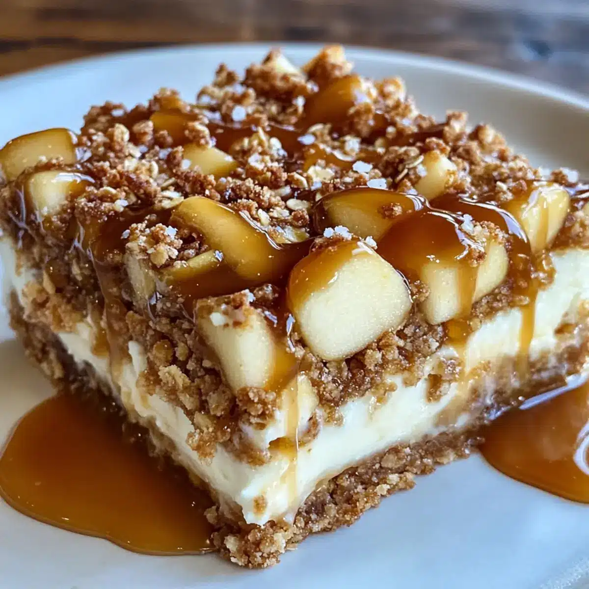 Salted Caramel Apple Cheesecake Crunch Bars