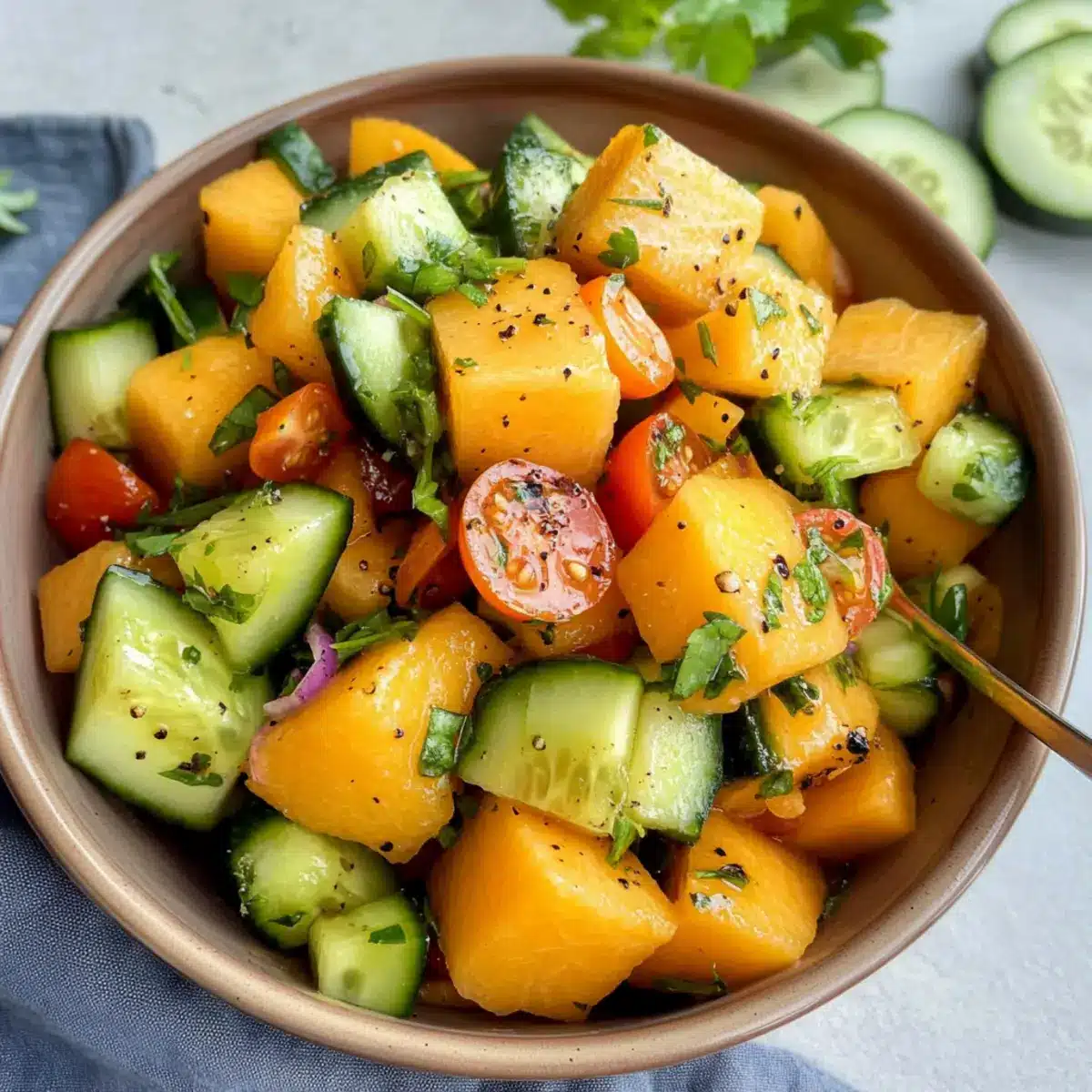 Cantaloupe Cucumber Summer Salad