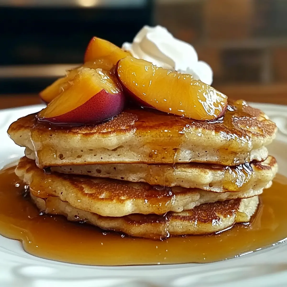 Fluffy Peach Cobbler Pancakes