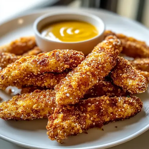 Pretzel Crusted Chicken Strips with Spicy Honey Mustard Recipe