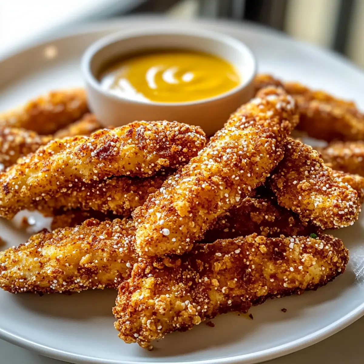 Pretzel Crusted Chicken Strips with Spicy Honey Mustard Recipe